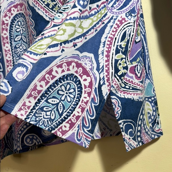 Alfred Dunner Top Blue Multi Paisley Print Splitneck Stud Detail in Size 2X NWT - Picture 9 of 11